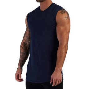 Hot Selling Men's Casual Style Gym <b>Vest</b> 100% Cotton Quick Dry and Breathable Knitted Weaving Low Price Tank <b>Tops</b> - Product Image 2