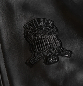 Nouvelles vestes Avirex pour hommes en cuir véritable noir 100% en cuir de vachette personnalisées pour l'hiver Fabricant OEM Broderie Street Wear - Product Image 3