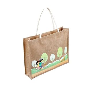 Bolsa grande de yute Embrace Eco-Fashion Bolsas de compras de Yute natural reutilizables de alta calidad para uso diario - Product Image 1