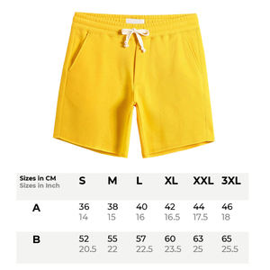 Shorts de jogging pour hommes en molleton de coton uni sur mesure, couleur jaune, taille oversize, avec taille élastique - Product Image 6