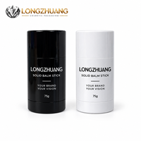 Contenant vide pour déodorant en stick 75g, double couvercle, remplissage par le bas, mécanisme rotatif, grande taille, emballage cosmétique en plastique noir et blanc