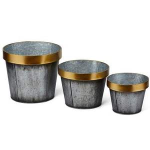 Cubo de maceta galvanizado de gran tamaño con asas fuertes perfecto para jardinería de hierbas de patio o uso doméstico decorativo - Product Image 1