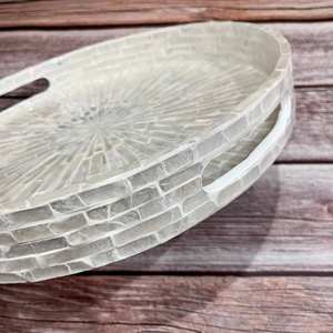 Vente en gros inde napperons nacre papier incrustation assiettes de présentation pour mariage nacre assiette pour fête - Product Image 3