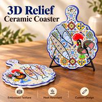 Sous-verre en céramique motif 3D Souvenir Gallo de Portugal, isolant thermique, petit article souvenir personnalisé