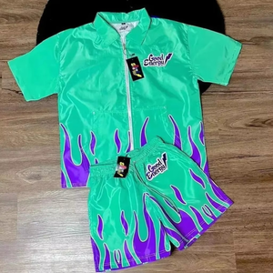 2025 personnalisé Nylon solide surdimensionné survêtement hommes tendance Double fermeture éclair à capuche Shorts ensemble numérique automne brodé survêtement - Product Image 1