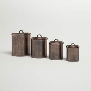 Prix de gros Boîtes en acier galvanisé avec couvercles en bois pour le stockage de la cuisine Rangement décoratif derniers pots en acier - Product Image 6