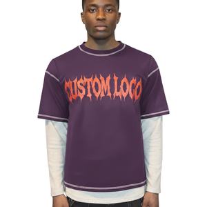 Camiseta de hombre de algodón grueso de doble capa, estilo vintage, personalizada, con lavado ácido, costuras invertidas y mangas tipo gofre. - Product Image 2