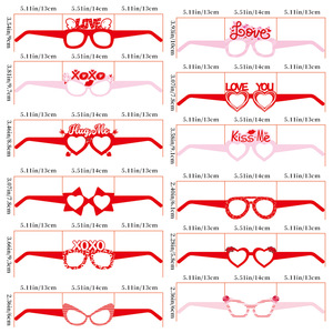 อุปกรณ์ตกแต่งงานแต่งงานวันวาเลนไทน์ รูปหัวใจ แว่นตาพร้อมป้าย Kiss Me <span class=keywords><strong>ส</strong></span>ำหรับถ่ายรูป ธีมความรัก อุปกรณ์ถ่ายภาพ<span class=keywords><strong>ส</strong></span>ุดโรแมนติก - Product Image 5