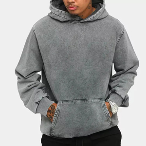 Sweats à capuche surdimensionnés délavés à l'acide délavés 500gsm 100% coton grande taille pull lourd en détresse Vintage sweat à capuche délavé à l'acide - Product Image 6
