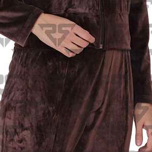 Velour ชุดวอร์มกำมะหยี่สำหรับผู้หญิง, ชุดเสื้อผ้าสองชิ้นมีฮู้ดแขนยาวคอปกกางเกงชุดวิ่งกีฬา - Product Image 4