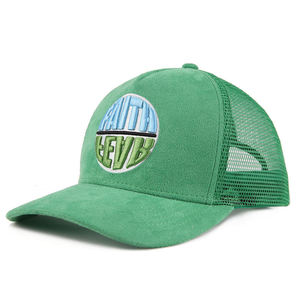 Casquettes de baseball trucker en suède et maille à 6 panneaux, ajustables, avec logo personnalisé brodé, pour la plage, vente en gros - Product Image 3