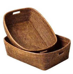 Set of Rattan <b>Baskets</b> Handmade Woven <b>Storage</b> <b>Baskets</b> for Fruits Snacks Laundry <b>Toys</b> Kitchen Tabletop Home Organization Decor - Product Image 1