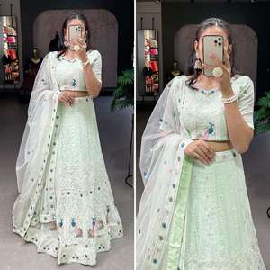 Georgette lehenga choli กับ dupatta กับด้ายและงานปักลำดับผู้หญิงแฟชั่น exporter - Product Image 5