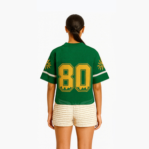 Camisetas de Jersey Estilo Urbano para Mujer, Estampado de Números, Cuello en V, Malla, Jersey Corto, Camisetas Holgadas Estilo Y2k - Product Image 4