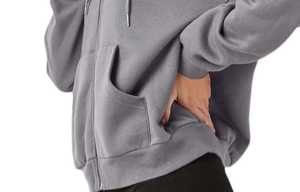 Nueva Sudadera con capucha y cremallera de metal con cremallera completa para mujer con bolsillo Kangroo y telas de lana suaves y transpirables en registro de impresión de hojaldre - Product Image 3