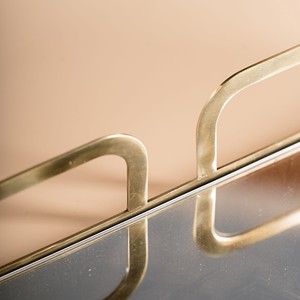 Plateau miroir en métal doré moderne avec poignées, organisateur de vanité décoratif, plateau de service pour la maison, l'hôtel, la table basse, décoration et cadeaux - Product Image 5