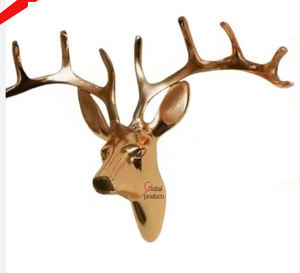 Decoración de pared de cabeza de Reno chapado en oro de aluminio para accesorios de Hotel y hogar - Product Image 5