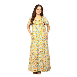 Camisón Largo de Rayón para Mujer, Talla XL, Premium, Cómodo, Informal, Romántico, Estampado, Tejido Sólido, Suave y Transpirable, para Uso Doméstico - Product Image 1