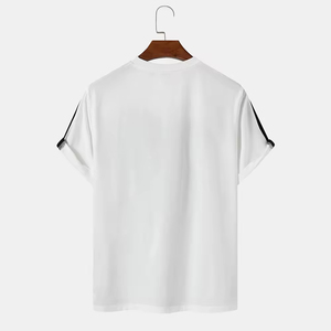 T-shirts pour hommes en coton épais, blanc uni, style vintage, avec motif graphique, taille personnalisée, col étroit, t-shirt épais en coton - Product Image 3