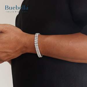 8mm 18K <b>White</b> <b>Gold</b> 925 Sterling Silver VVS Moissanite Diamond Double Row Tennis <b>Bracelet</b> for <b>Men</b> - Product Image 2