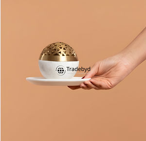 Quemador de Incienso Metálico Premium Tradebyd, Elegante Mukhbar Árabe Hecho a Mano con Función Anti-Olor para Espacios de Relajación en Todas las Estaciones - Product Image 4