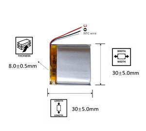 Baterai Lithium Polimer 803030 700mAh <span class=keywords><strong>3</strong></span>.7V <span class=keywords><strong>3</strong></span> Kabel Baterai Pengganti Kapasitas Tinggi Baterai Speaker Isi Ulang - Product Image 2