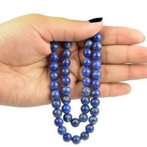 Perles rondes en lapis-lazuli naturel de qualité AAA, 8 mm, 45-50 pièces, pour la fabrication de bijoux, sagesse et expression - Product Image 2