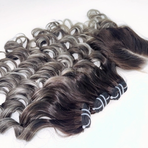 Paquets de cheveux de trame de couleur naturelle avec fermeture 100% cheveux humains vierges vietnamiens prix de gros - Product Image 1