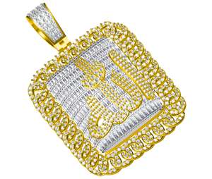 Colgante de diamante de palabra religiosa de Alá en oro amarillo Rosa Blanco de 10kt con colgantes y dijes de diamantes de Baguette redondos - Product Image 4
