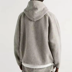 Sudadera con capucha de punto de mezcla de algodón 100% informal para hombre, color sólido antiarrugas con patrón de estampado y diseño de solapa personalizado, sudaderas con capucha para hombre - Product Image 3