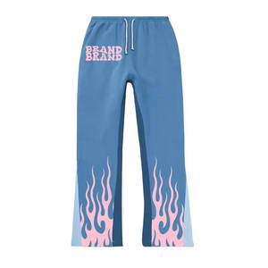 Survêtements évasés personnalisés avec fermeture éclair 500 GSM combinaison de jogging à jambe droite survêtement en détresse ensembles de sweats à capuche et de pantalons de survêtement pour hommes - Product Image 2