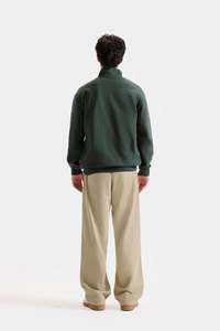 Sudadera Transpirable para Hombre, Verde Oscuro, Cuello con Botones a Presión, Cierre de 4 Botones, Cuello Alto, Corte Holgado, Estilo Minimalista - Product Image 4