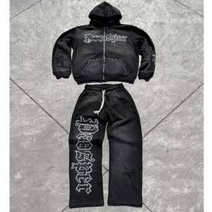 ชุดวอร์มสตรีทแวร์ผู้ชายสำหรับฤดูหนาวแบบเบา ปรับแต่งได้ พร้อมแขนเสื้อประดับคริสตัลลายซันเฟด สีและขนาดตามสั่ง - Product Image 2