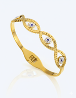 Bracelet jonc en acier inoxydable avec œil maléfique en CZ, 2,6 pouces, 12g, bijoux tendance pour femmes, bracelet tendance, cadeau pour elle