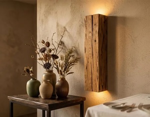 Applique murale en bois rectangulaire rustique, éclairage intérieur, décoration de la maison, salon, durable - Product Image 4