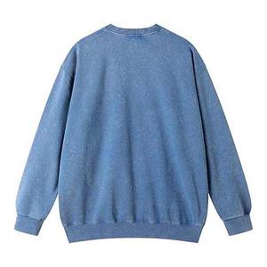 Men's 100% Cotton Acid Washed French Terry Hoodies Sweatshirts Custom Embroidered Basics Crewneck 400G - Product Image 2
