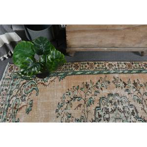 Alfombra de lana turca Vintage Beige y verde 5'1X7'9 diseño de retales de tejido plano alfombra de sala de estar con respaldo de látex 4m de ancho - Product Image 3
