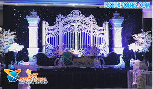 Luxury <b>Gold</b> Metal Wedding <b>Backdrop</b> Gate Anniversary Stage Decor Metal Gate Frame Glorious Wedding Stage Decor Metal Panels - Product Image 6