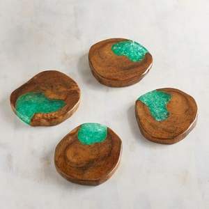 Posavasos de madera de nogal de resina con imágenes, diseño moderno impermeable hecho a mano para decoración del hogar, posavasos de lujo personalizados - Product Image 5