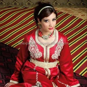 UAE Royal Family Wedding Long Kaftan With Golden Embroidery and Lace Work With Belt