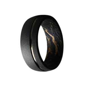 Dernière bague en acier damas 6mm 8mm anneaux de mariage damas gravés avec manchon en bois de cerf incrusté pour cadeau de Noël, bague de chasse - Product Image 6