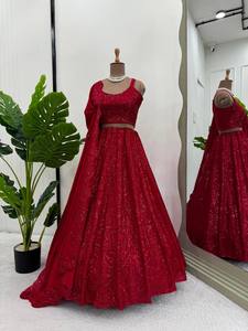Dernier concepteur Chinon soie fil séquence travail Lehenga Choli par FabZone - Product Image 4
