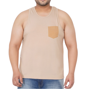 Camiseta sin mangas de talla grande para hombre con bolsillo en contraste, mezcla de algodón, chaleco informal de verano, tallas grandes y altas, OEM ODM al por mayor - Product Image 1