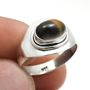 Trendy Exquisite 925 Sterling Silver <b>Tiger</b> <b>Eye</b> Oval Shape Natural Stone Luxury Handmade Healing Stone Unisex Jewelry Fine <b>Rings</b> - Product Image 1