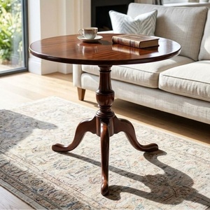 Mesa de Centro de Madera Antigua con Pedestal, Mesa de Té Redonda, Reproducción Antigua, Mesa de Centro para Sala de Estar, Mesa Auxiliar - Product Image 1