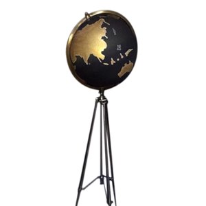 Globo de metal decorativo de estilo antiguo con soporte para fines educativos e ideas de decoración interior vintage con temática de viaje - Product Image 3