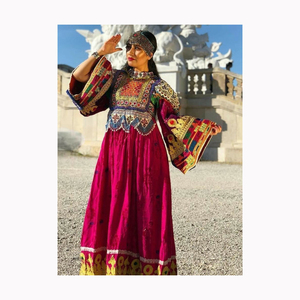 Ensemble de costume afghan nouveau design avec broderie et imprimé floral en organza Dupatta pour dames d'Inde - Product Image 4