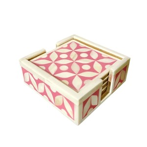 High Quality Wooden Coasters Set Decorative Bone Stripes Design Resin Mat & Pads Indian Manufacturer Export Quality - Product Image 4