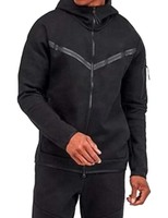 Ensemble de survêtement unisexe noir à capuche et fermeture éclair intégrale, écologique, extensible dans quatre directions, séchage rapide, sportif, avec poches latérales, en polyester