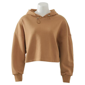 เสื้อฮู้ดครอปแขนยาวพิมพ์ลายสำหรับผู้หญิง ฤดูใบไม้ร่วง ฤดูหนาว ผ้าฟลีซ ชุดกีฬา รับผลิตตามแบบ (OEM) ขายส่ง ไซส์ใหญ่ - Product Image 2